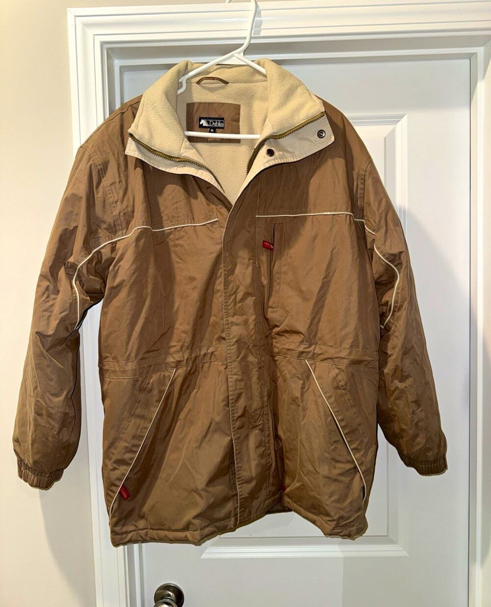 Dublin Men’s Brown/Beige Fleece Lined Full Zip Jacket Coat Size XL